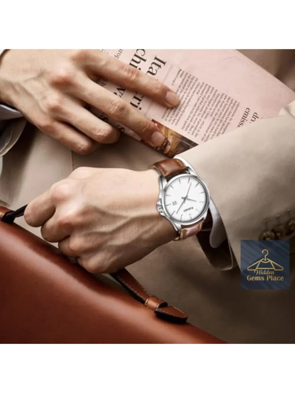 Men's Minimalist Leather Watch Classic Analog Quartz Date